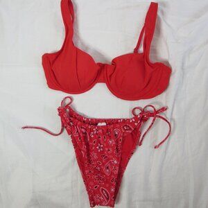 wild fable 2 Piece Bikini Red Black Bandana Size XL NWT